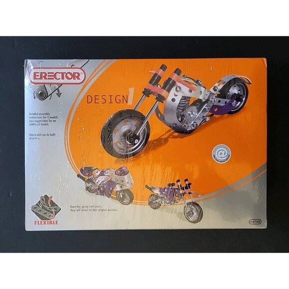 Erector Design Motorcycle Metal Building Set Meccano - 3 Models 189 Parts NEW - Picture 2 of 6